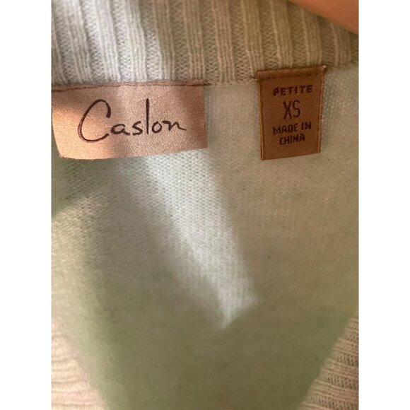 Caslon Light Green Mock Neck 1/4 Zip Long Sleeve Cashmere Sweater Sz XS - Picture 5 of 9